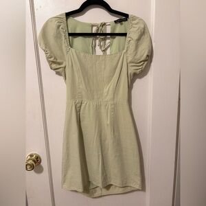 Kendall & Kylie Sage Green Bubble Sleeve Dress